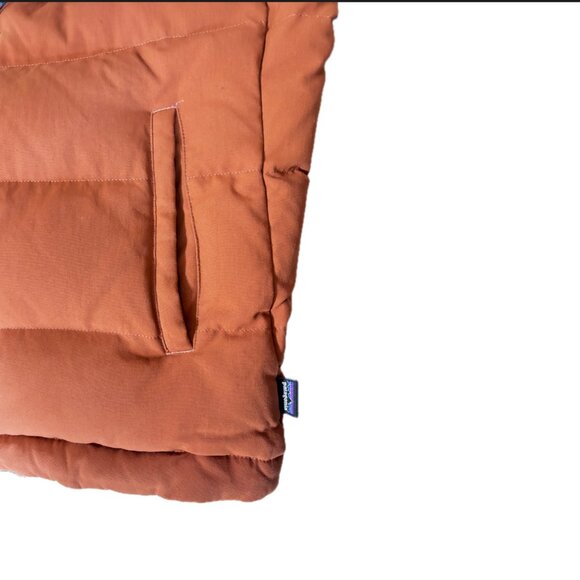 PATAGONIA | Women's Bivy Hooded Down Vest | M | Canvas - Sisu Brown/Rust/Blue - Picture 6 of 7